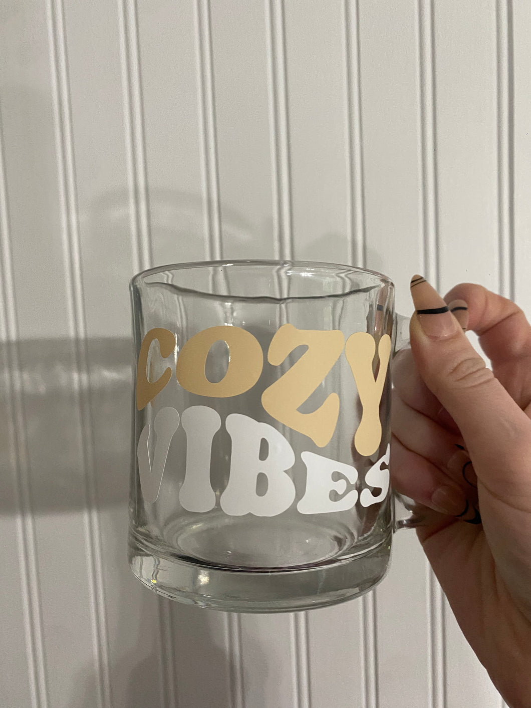 “Cozy Vibes ” 13oz Glass Mug