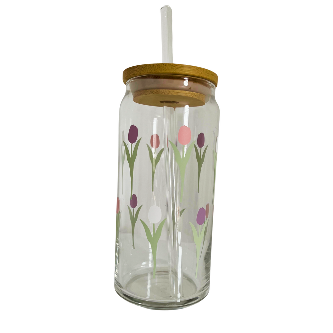 Tulip Field 20 oz Glass Can