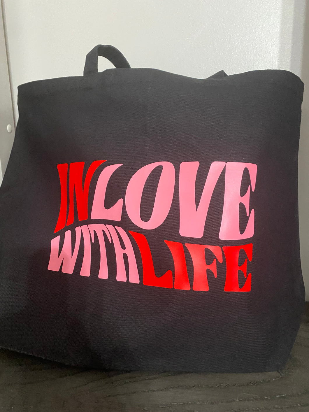 “In Love With Life” Black Tote