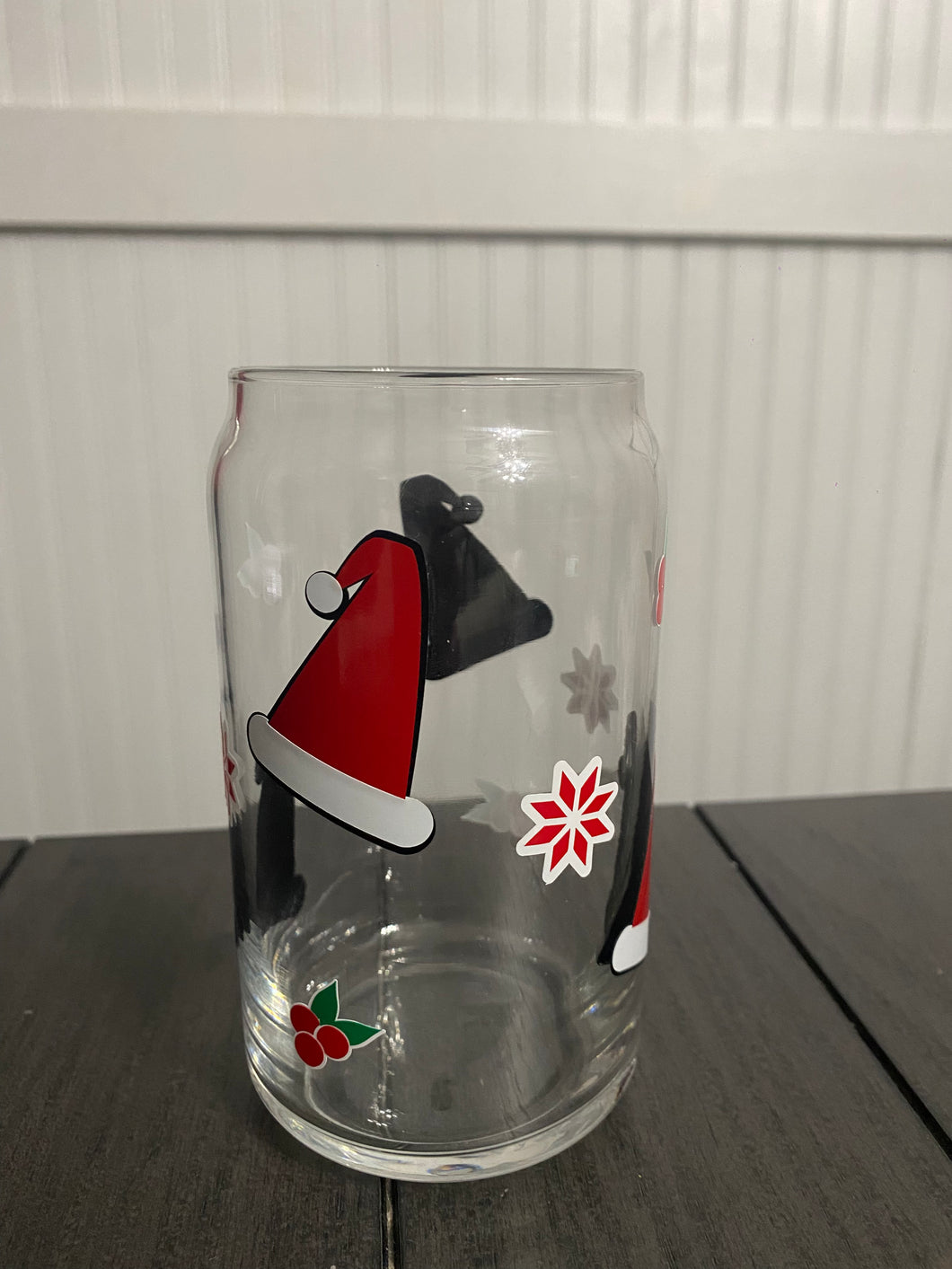 Santa Hats Glass Can