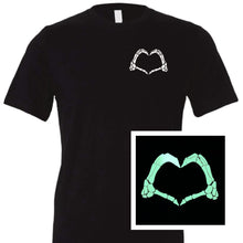 Load image into Gallery viewer, Glow in the Dark Skeleton Heart Tee Shirt
