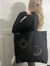 Load image into Gallery viewer, Sun Moon Black Tote Bag
