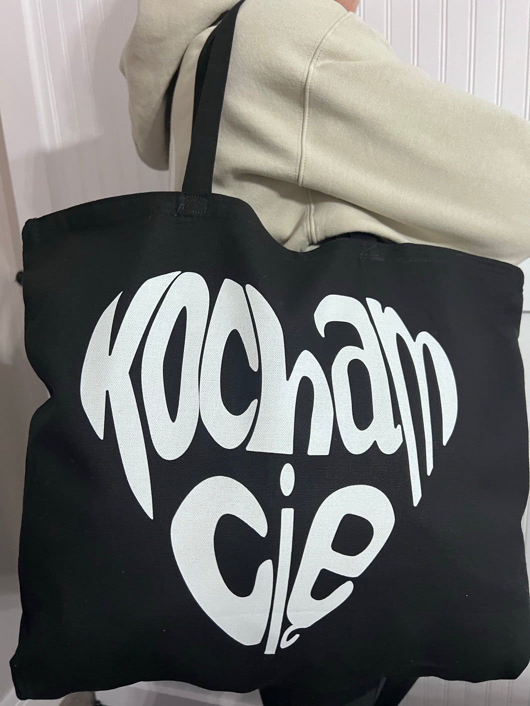 Kocham Cię Heart Black Tote